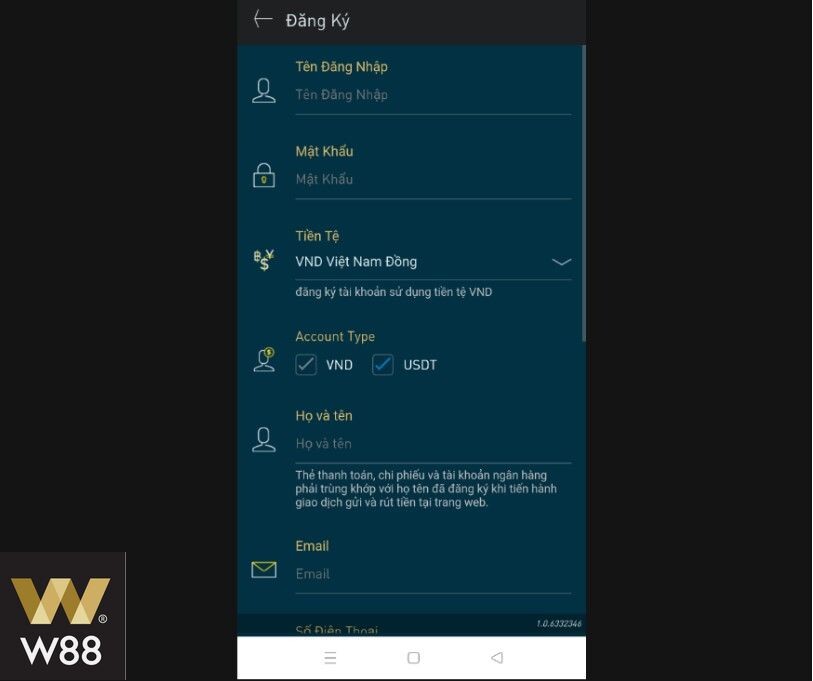 Cách đăng ký W88 trên điện thoại