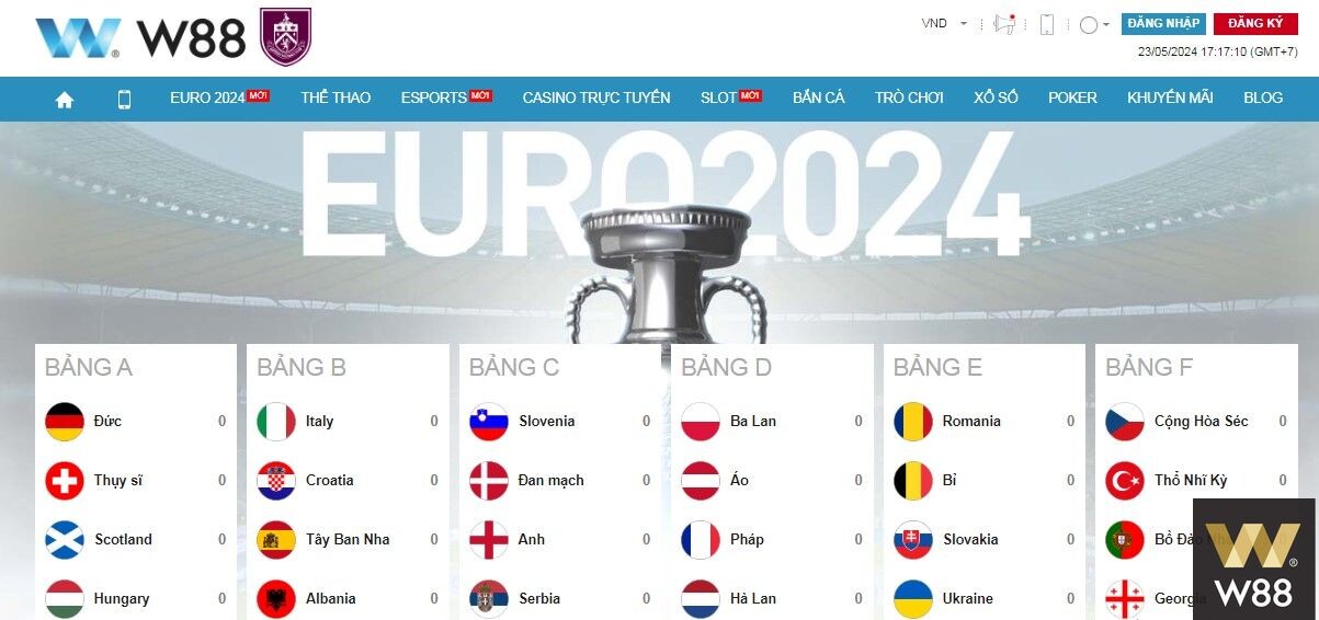 Điều kiện và điều khoản nhận khuyến mãi Euro 2024 thưởng 120% lên tới 1,250 VND